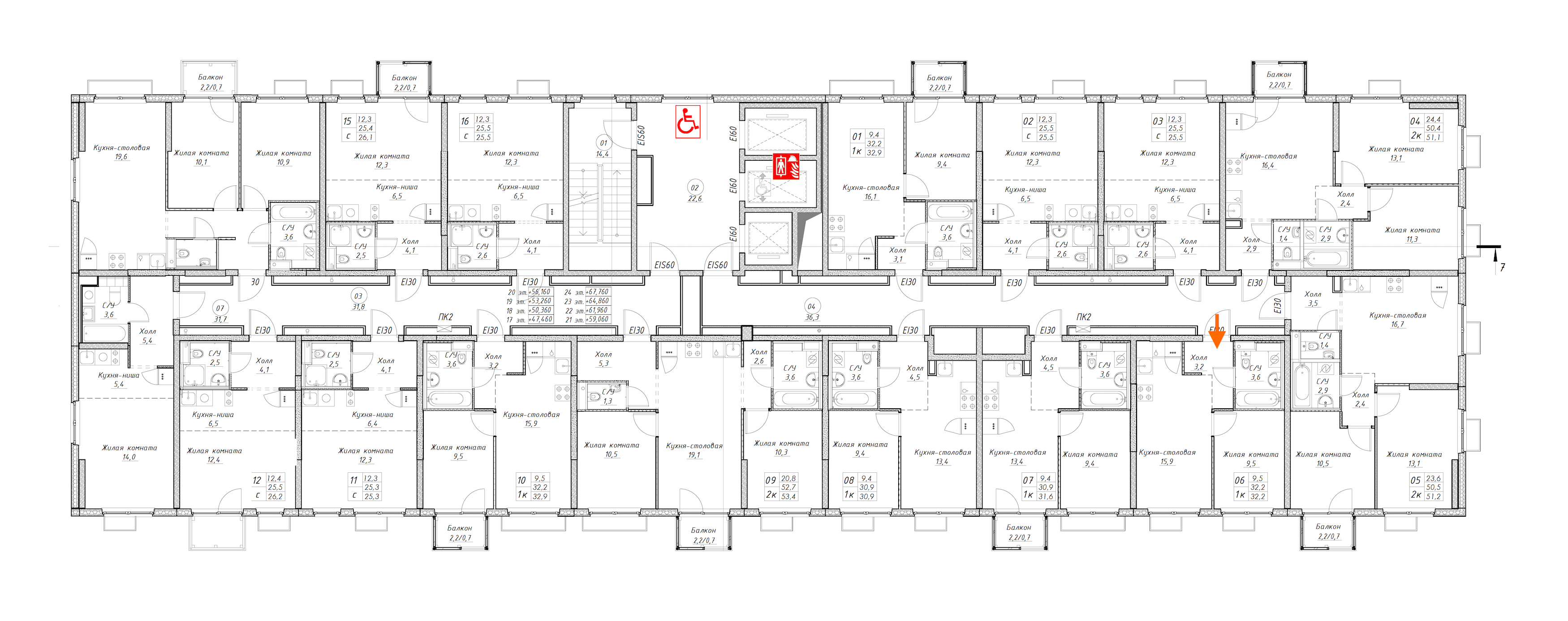 1-комнатная квартира 32.2 м², 24/24 эт., ЖК «Заречный парк»